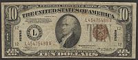 Fr.2303, 1934A $10 Hawaii Federal Reserve Note, L-B Block, Very Fine